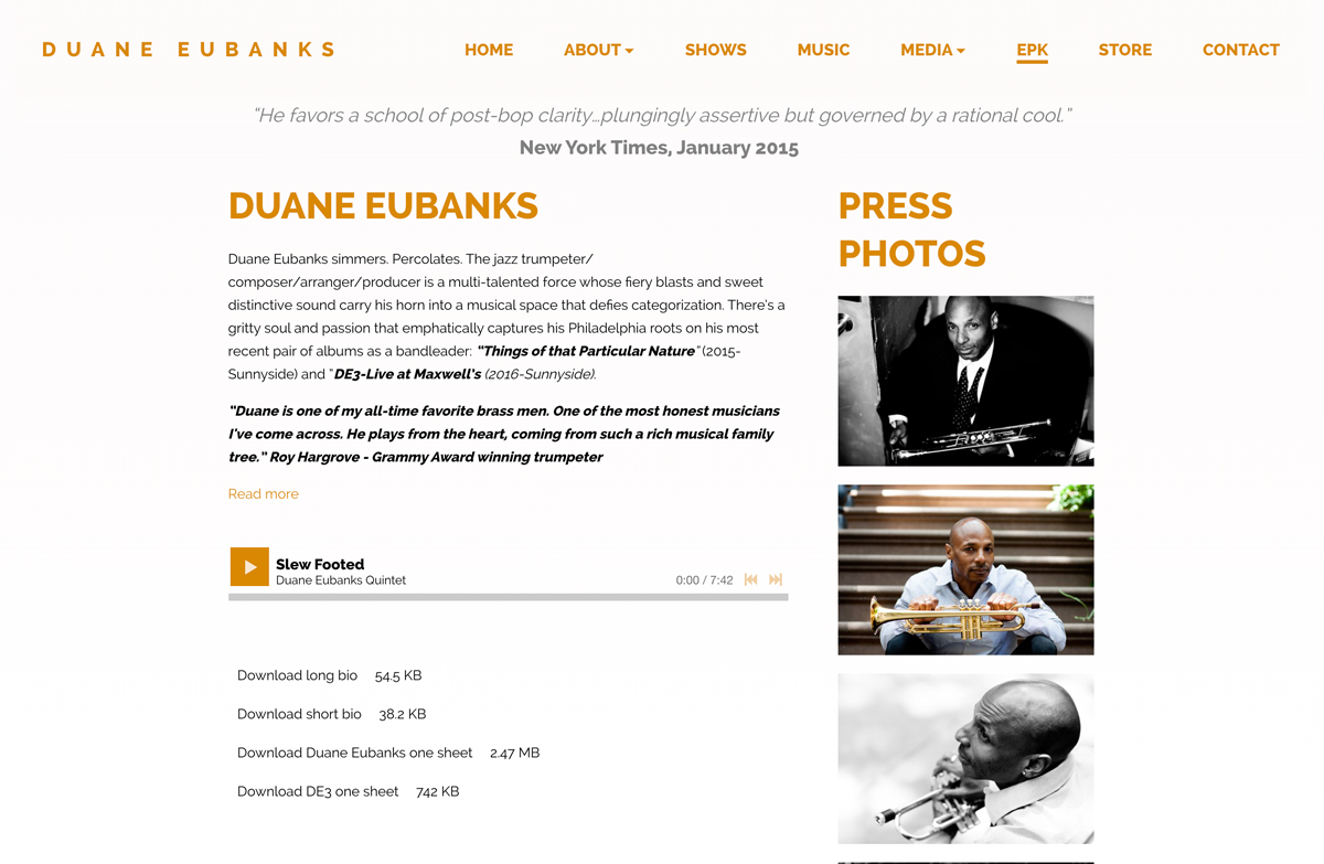 Design der Band-Website – füge ein EPK für deine Musik hinzu