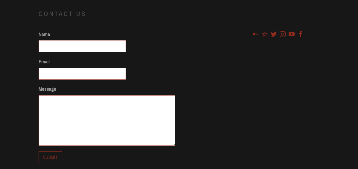 Come progettare un sito Web per una grande band metal - Pagina dei contatti - Icarus Lives