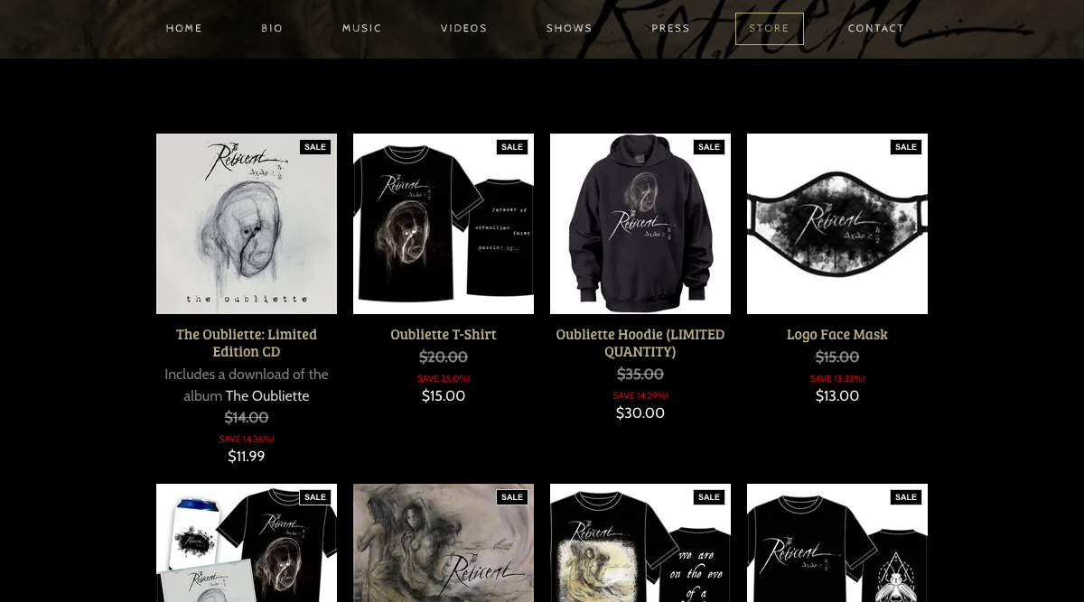 Come progettare un sito Web per una grande band metal - Vendi musica e merchandising - The Reticent
