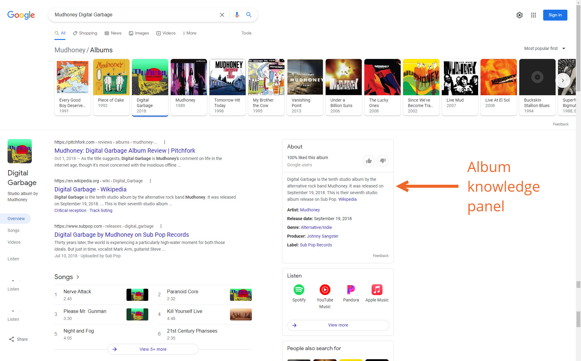 Bandzoogle Blog - Music SEO Know Your SEPS - konkretny album