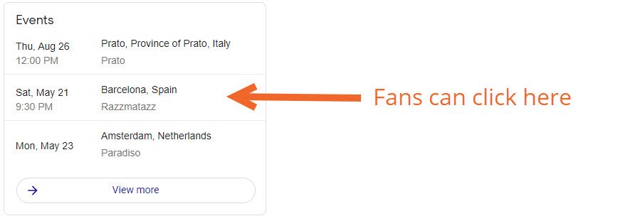 Bandzoogle Blog - Music SEO Know Your SERPS - link do daty trasy