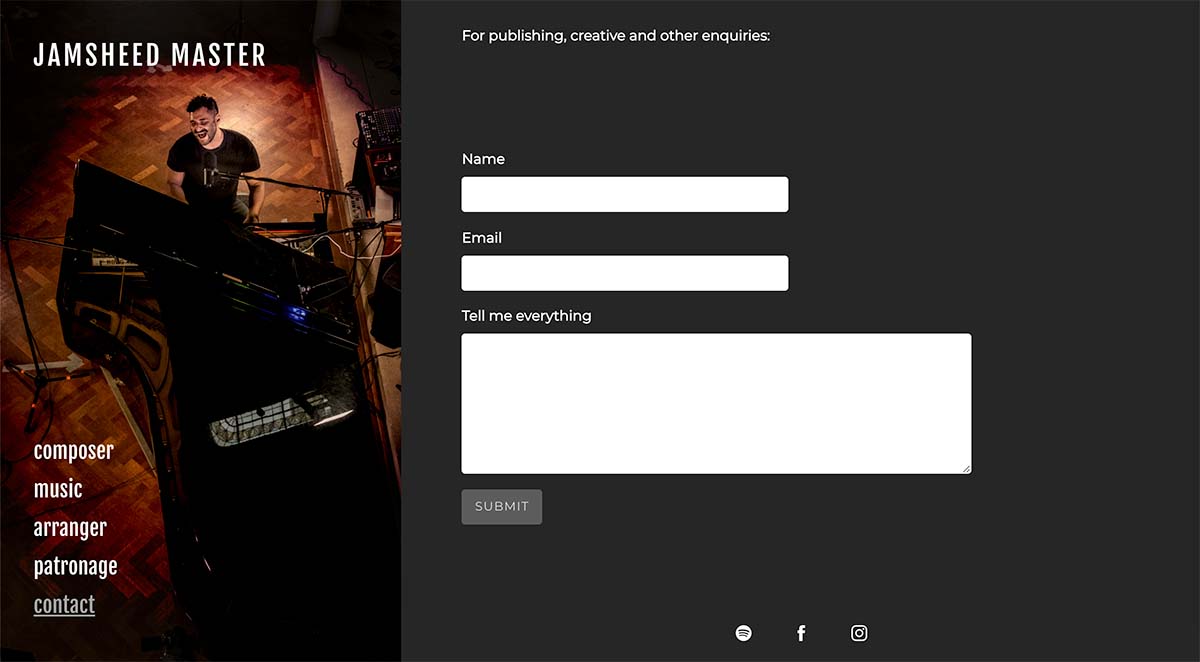 Cómo construir un sitio web de compositor de música - página de contacto