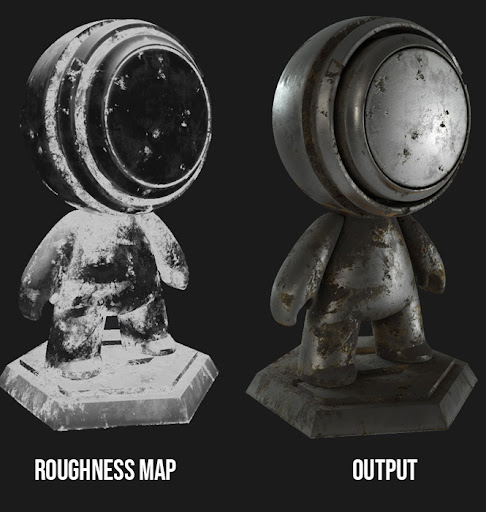 Mapa de rugosidade ou brilho