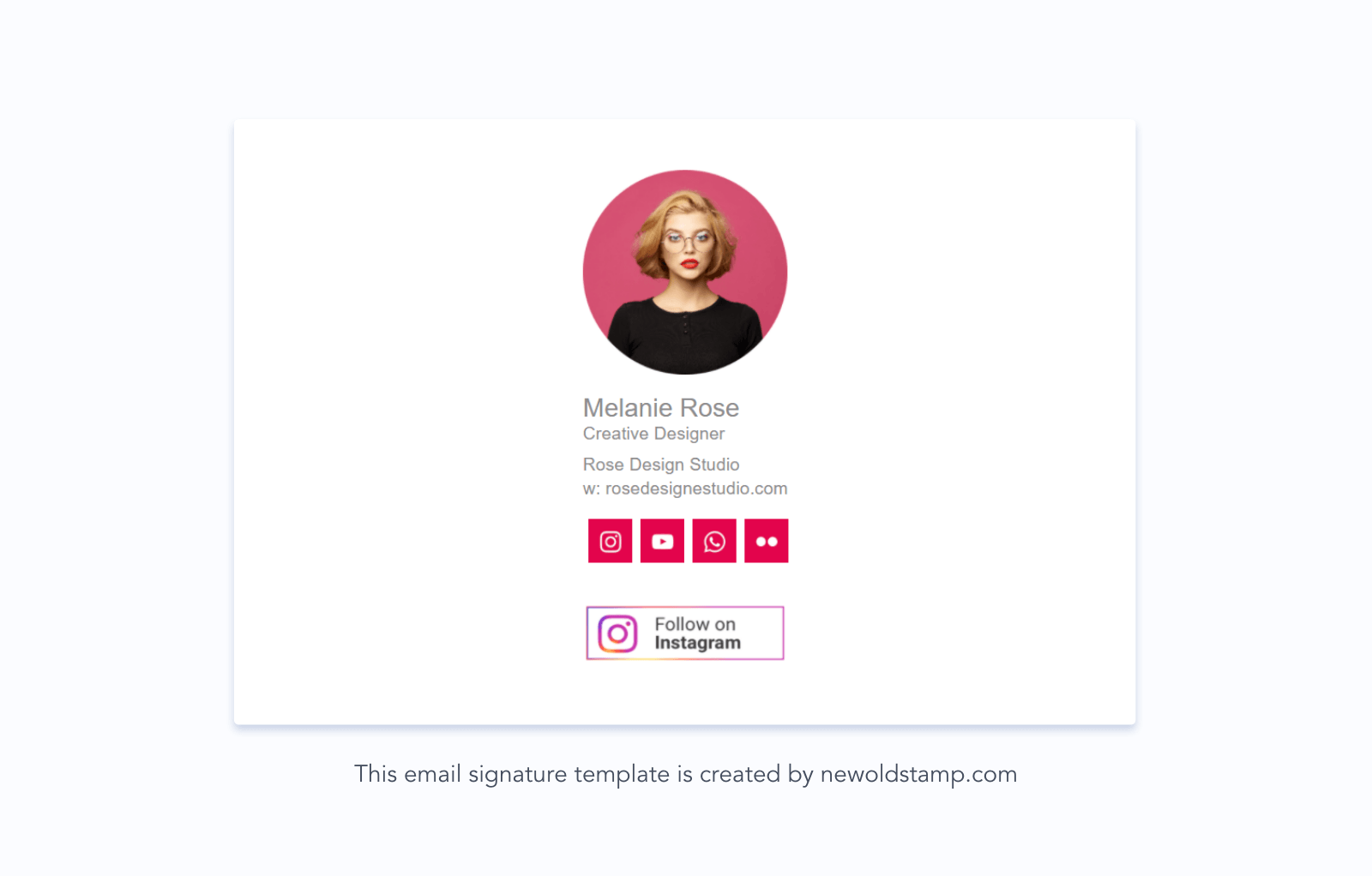Semnătură de e-mail cu un CTA Instagram