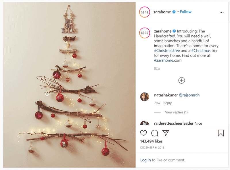 Publication Instagram de Zara