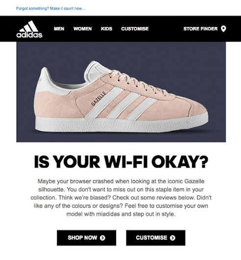 Exemplo de boletim informativo da Adidas