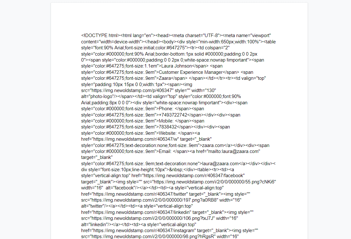 รหัส HTML ลายเซ็นอีเมล