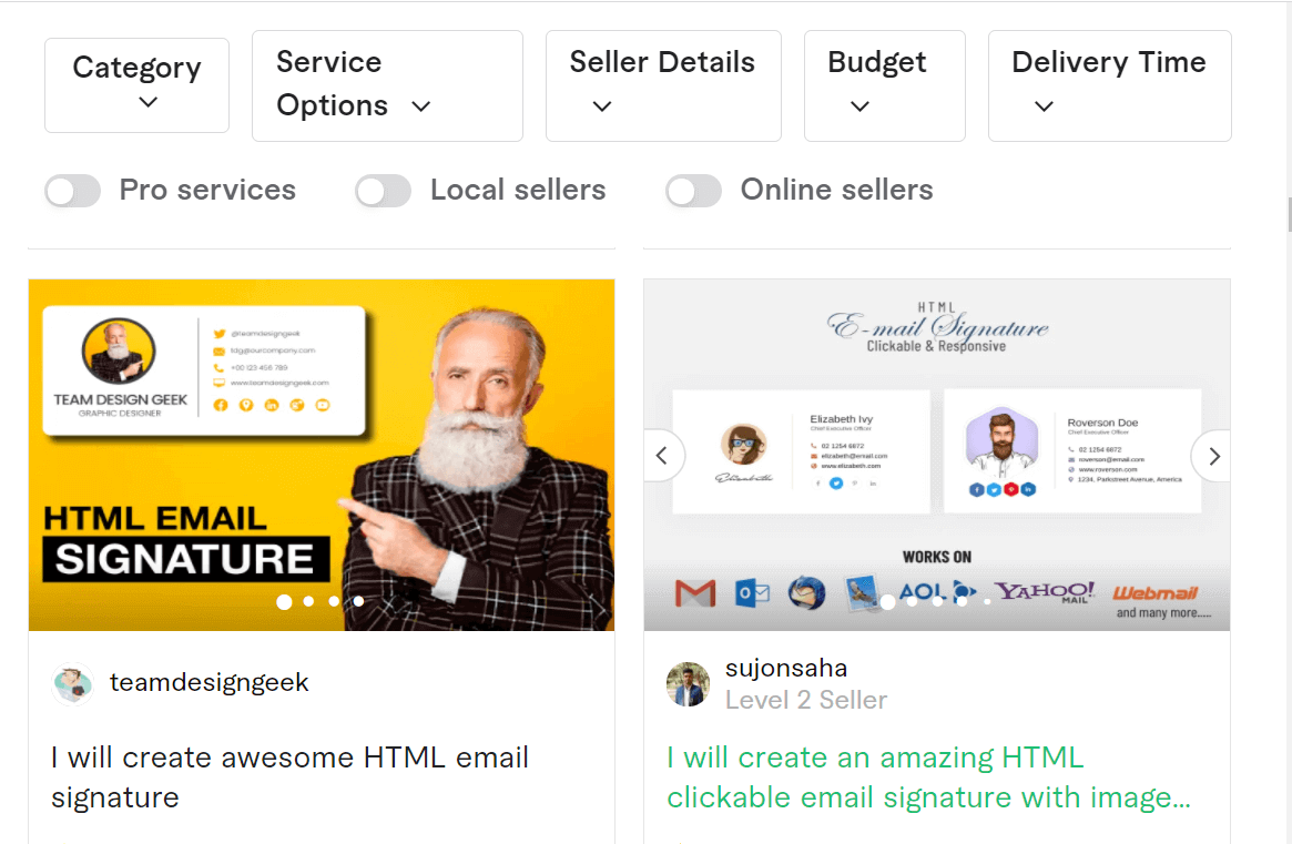 บริการสร้างลายเซ็นอีเมลใน Fiverr