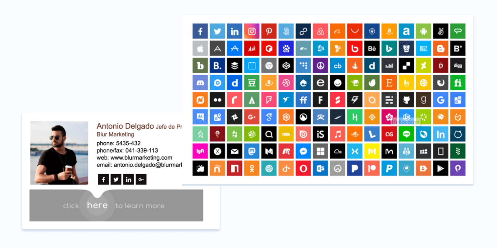 Firma e-mail aziendale di icone sociali