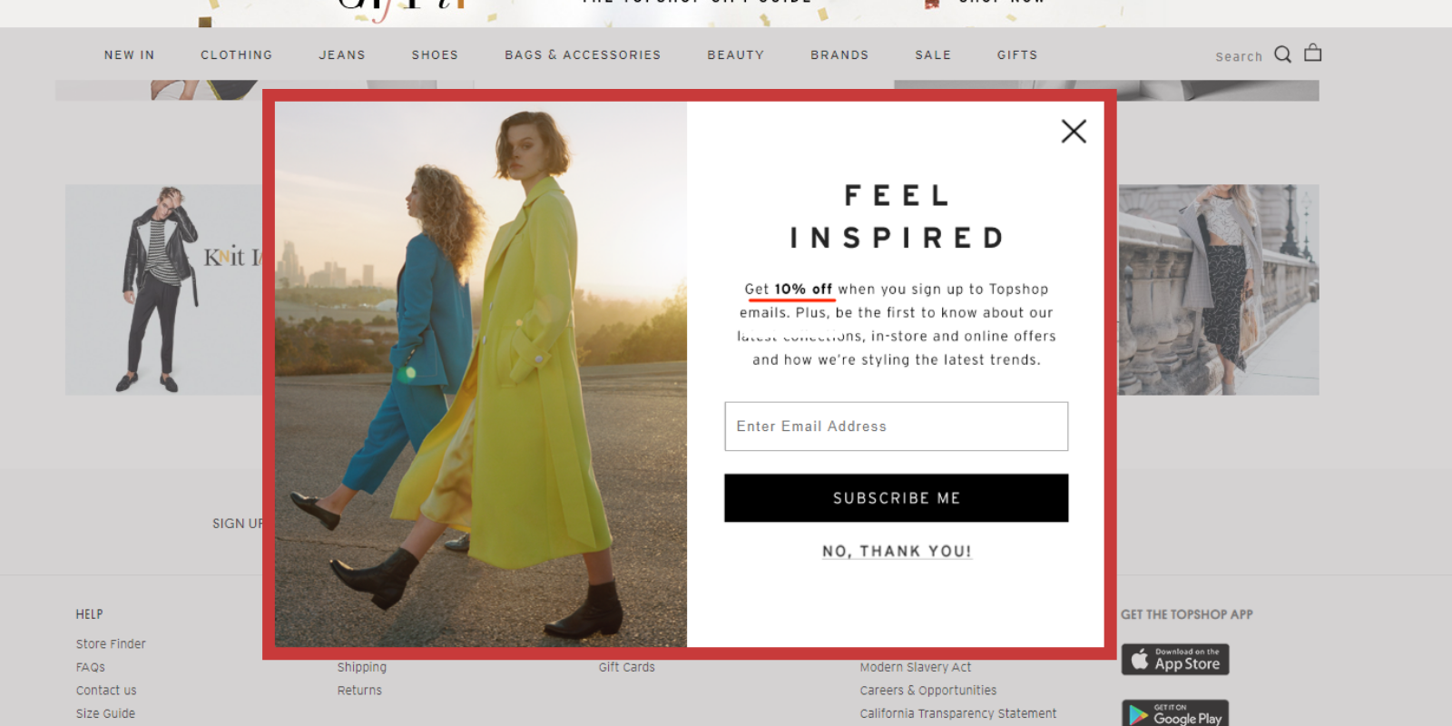 Site CTA subscrever newsletter