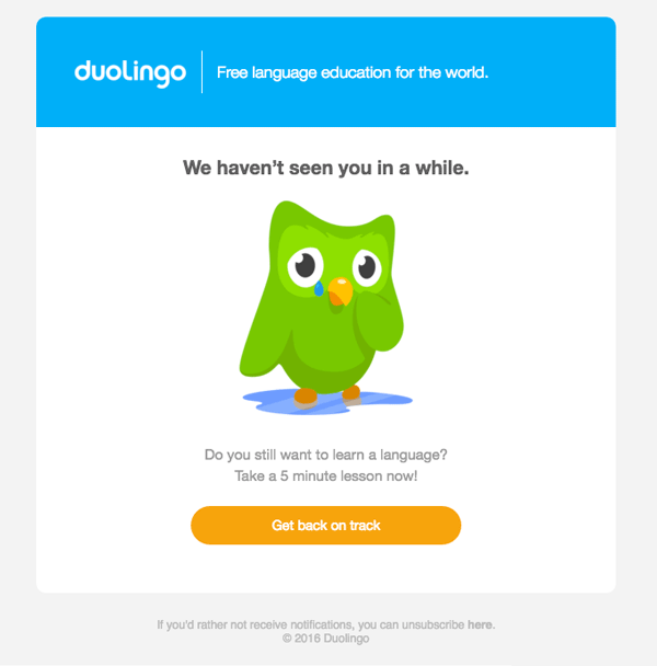 Réengagement Duolingo
