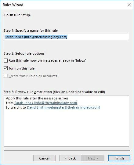 Configure las reglas de Outlook. 2