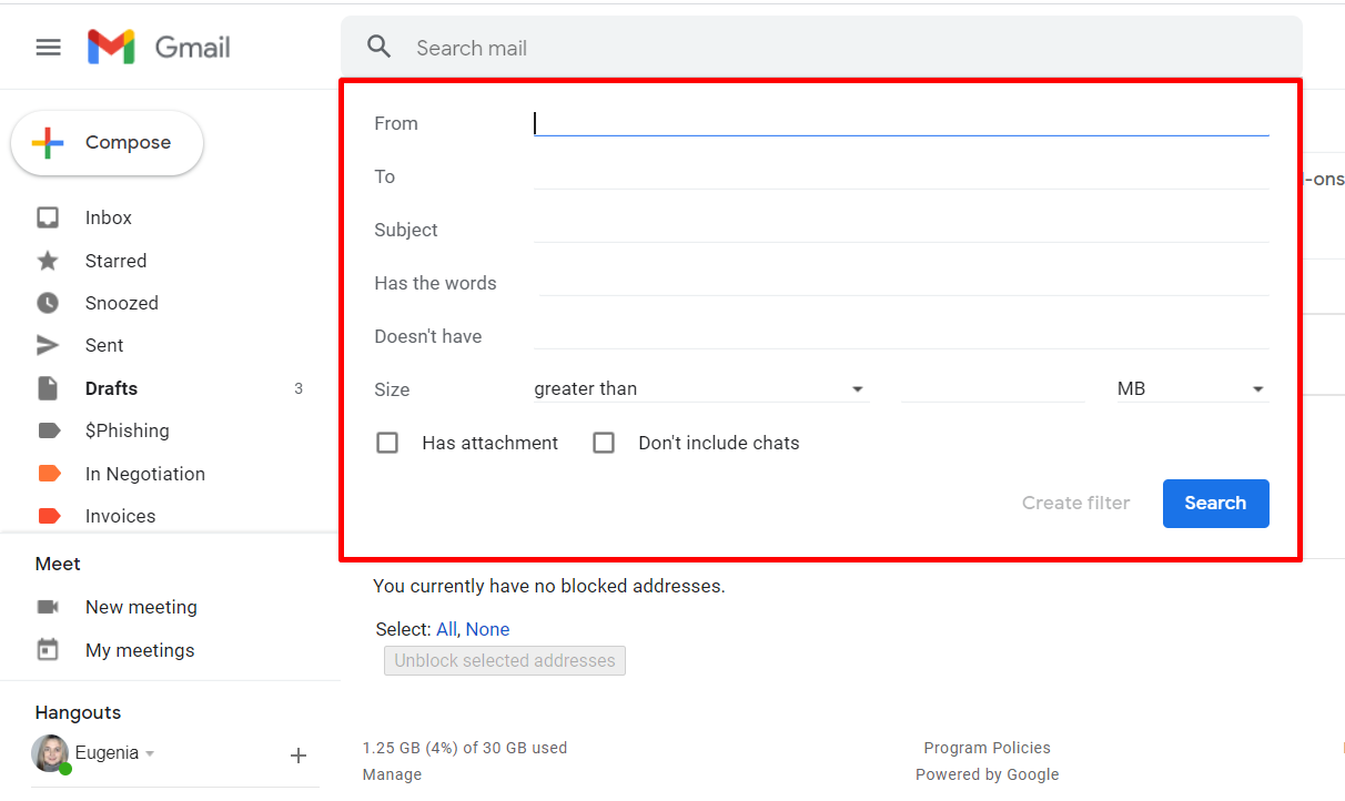 Gmail'deki filtreler
