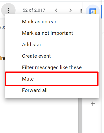 Gmail'de bir konuşma dizisini sessize alma