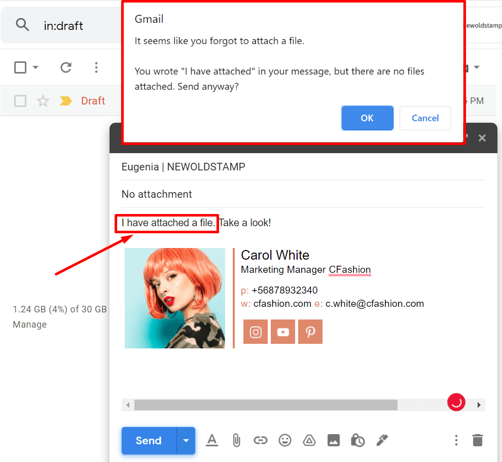 Gmail'de ek mesajı yok
