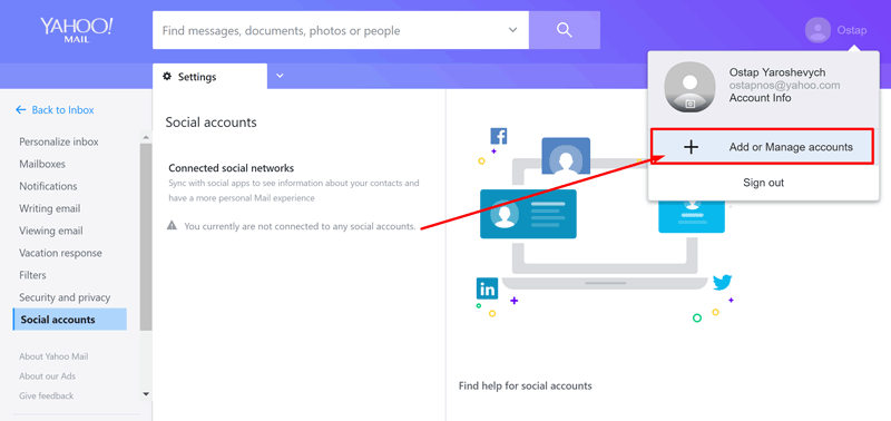 tous les comptes dans Yahoo Email