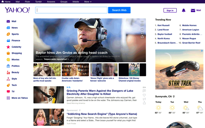 extension de page d'accueil yahoo