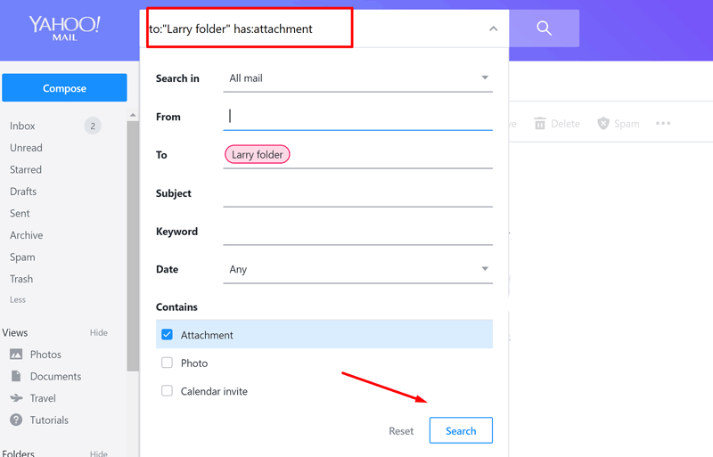 Yahoo utilise la recherche pour trouver des fichiers