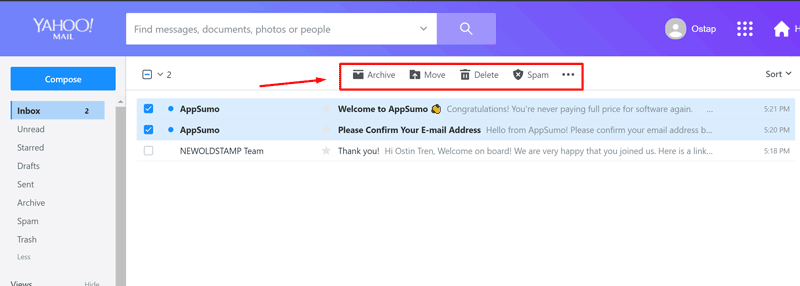 Yahoo effacer l'arriéré