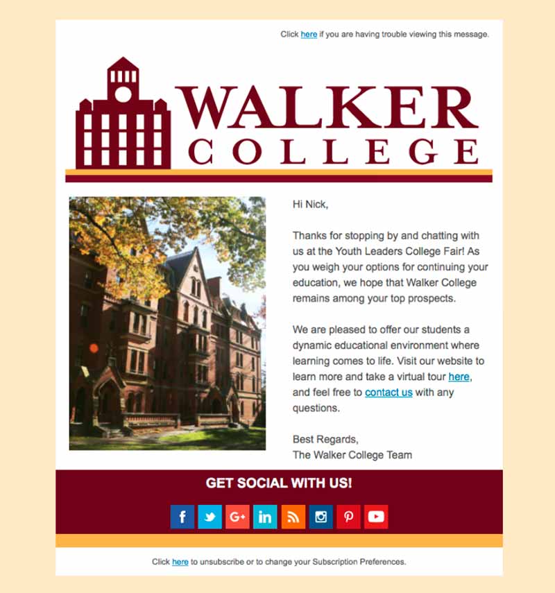 Walker College의 이메일 예
