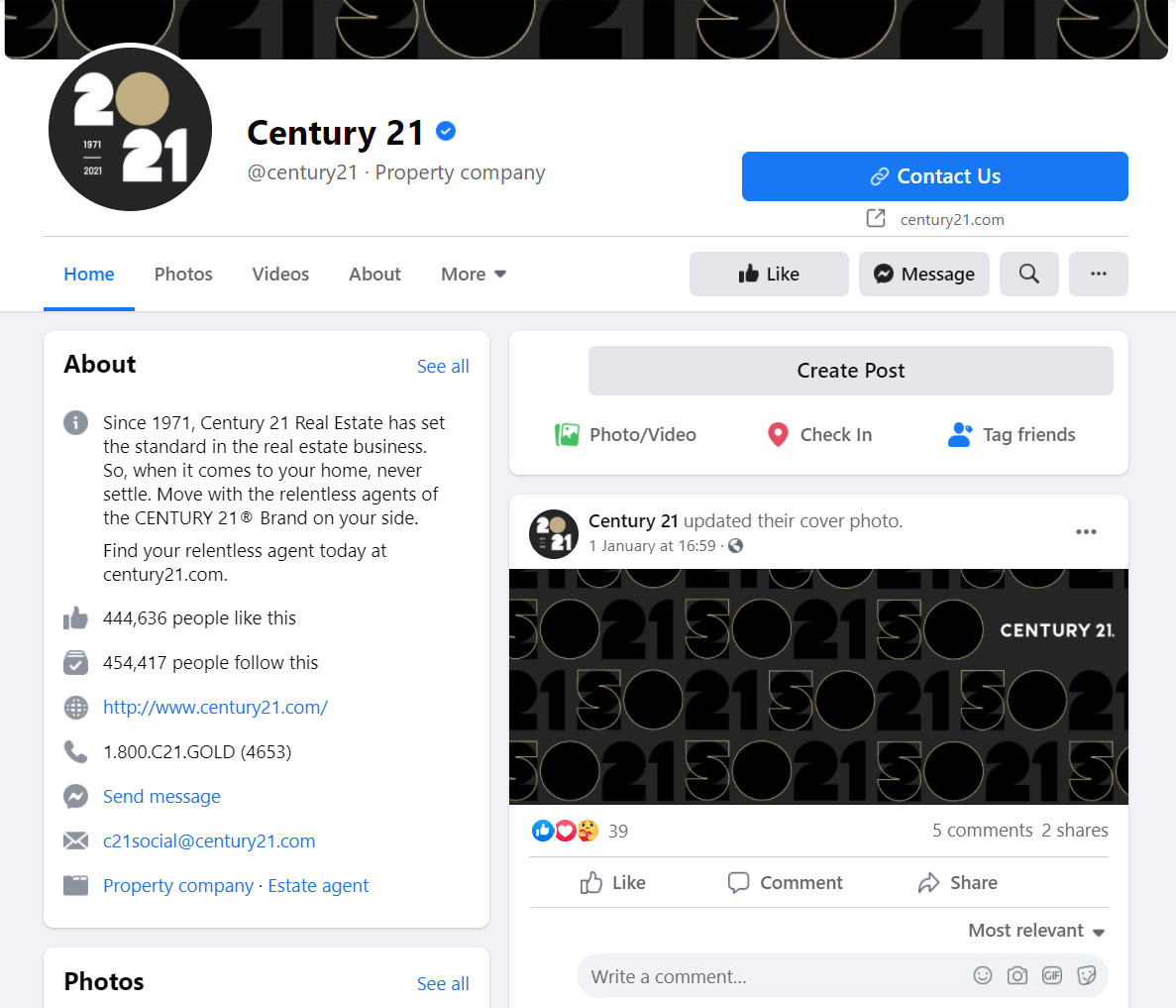 Facebook şirket profili örneği