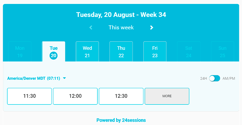 ferramenta de calendário de 24 sessões