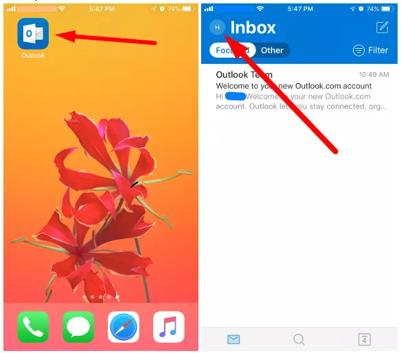Apple 장치에서 Outlook 열기