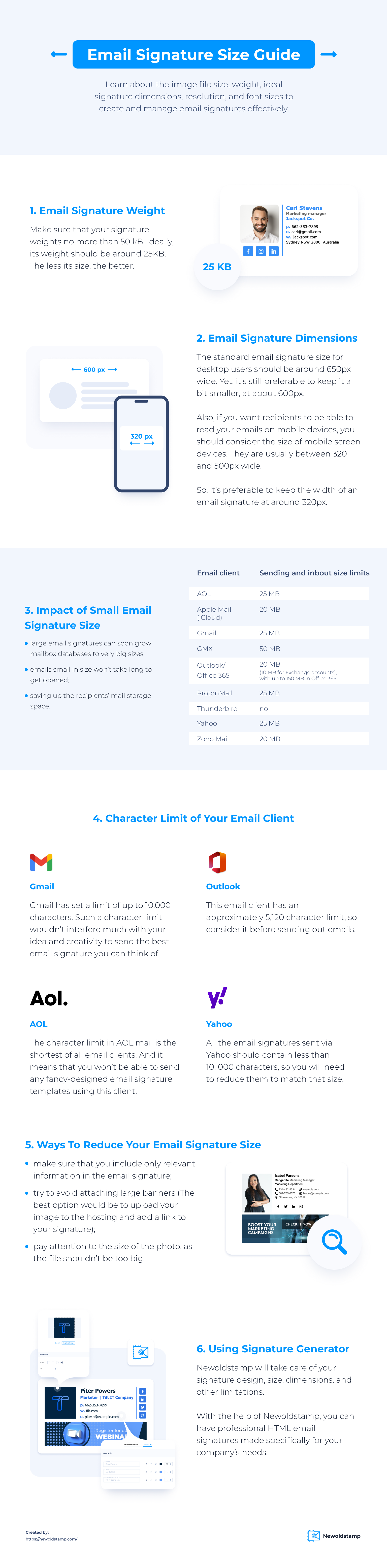 Ghid de mărime a semnăturii de e-mail
