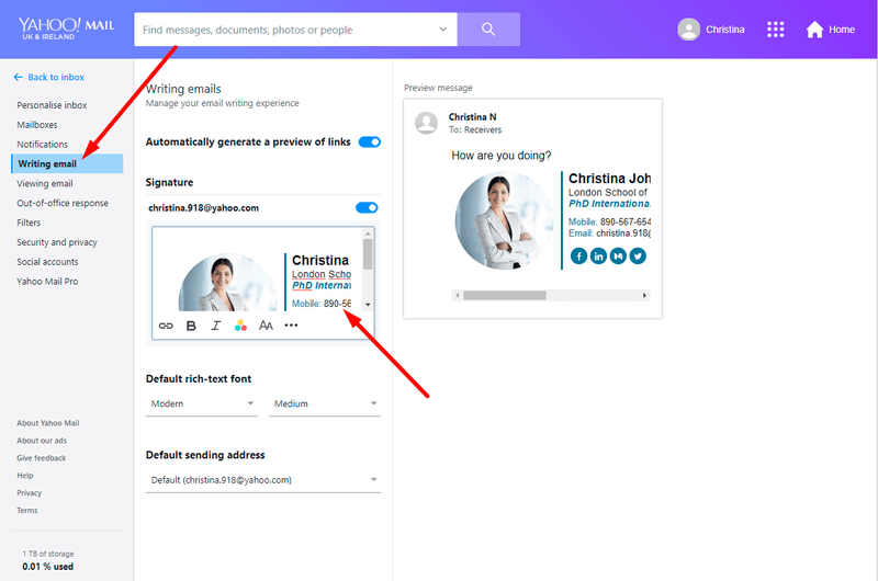 Adăugați logo la semnătura dvs. de e-mail Yahoo