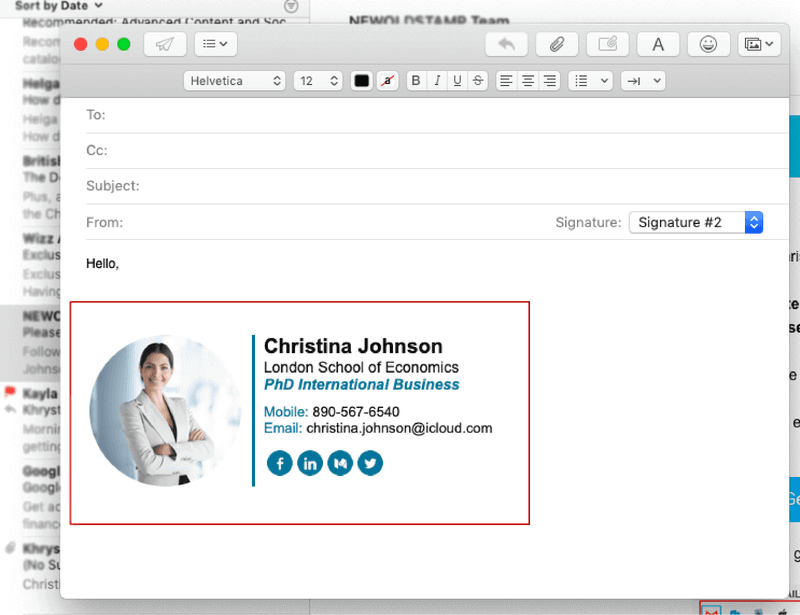 Adaugă sigla semnăturii tale de e-mail Apple Mail
