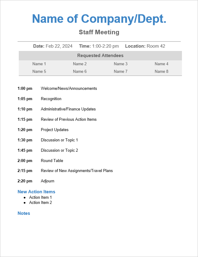 Contoh agenda rapat