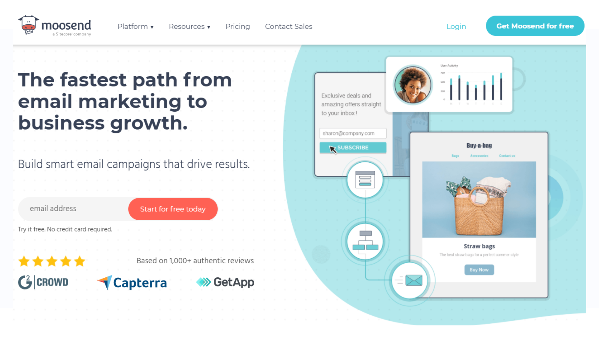 Moosend é uma plataforma de email marketing e automação de marketing