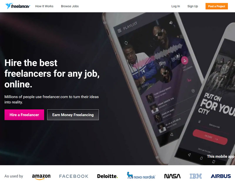 Pagina de start pentru freelancer