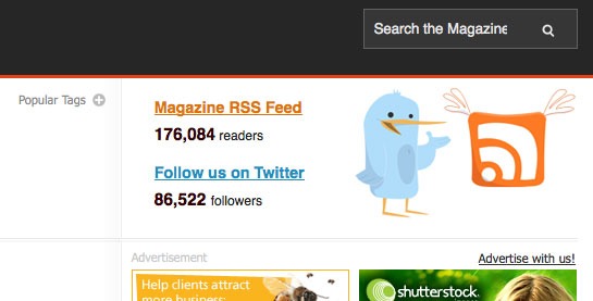 majalah smashing Smashing Magazine Uses A Beautiful But Simple RSS And Twitter Count