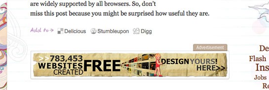 iklan WebDesignerWall Uses In Content Adverts, That Just Blend In With The Site Design