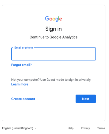 Buka GA dan login dengan akun Anda