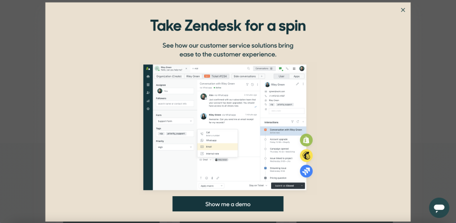 Zendesk 退出意圖彈出示例