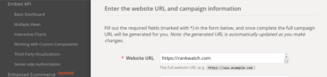 캠페인 URL 빌더에서 사이트 URL 추가