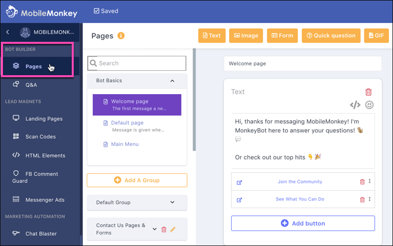 pages-dans-bot-builder