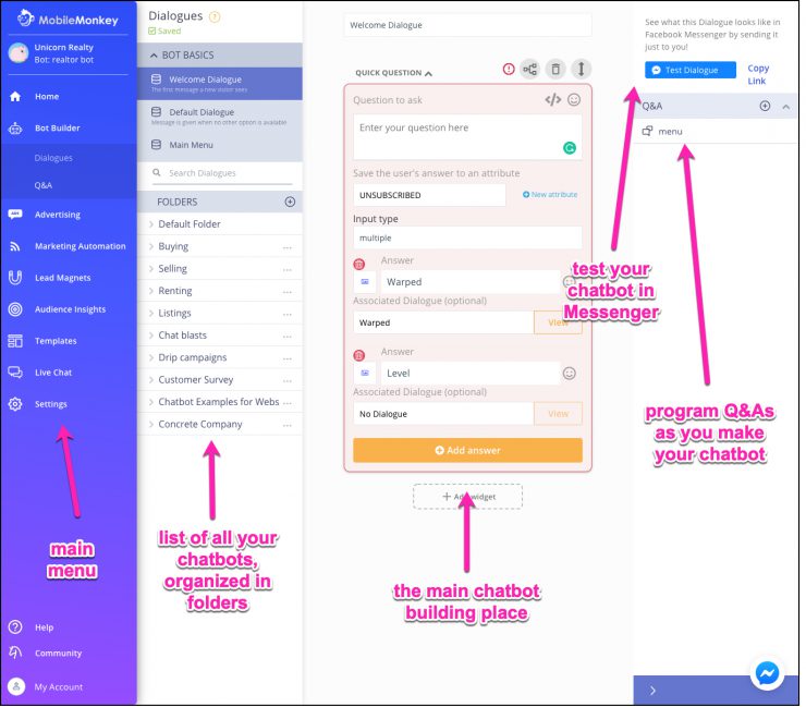 cara membuat chatbot - fitur