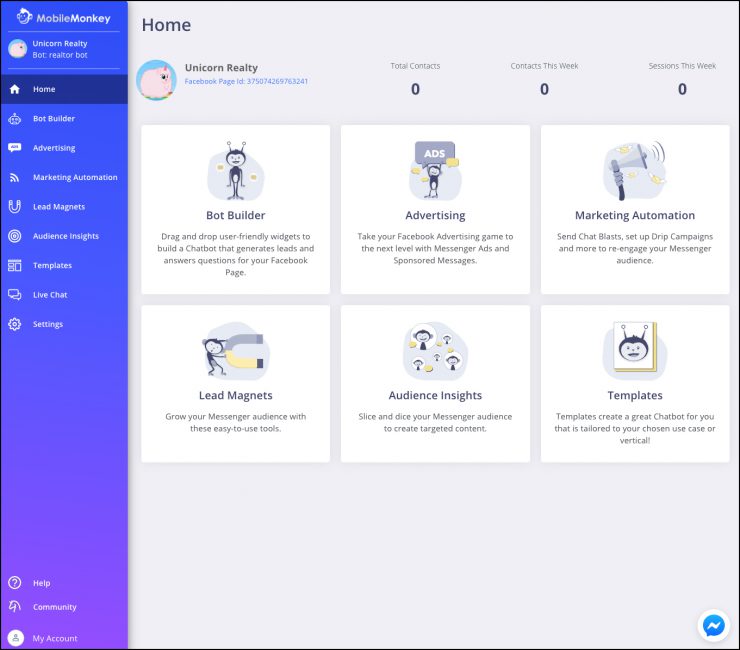 cara membuat chatbot - menu utama