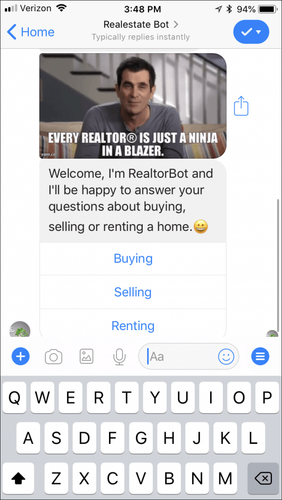șablon de chatbot imobiliar