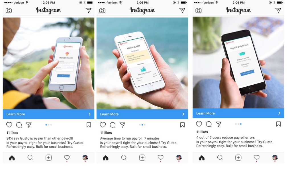 ตัวอย่างโฆษณา instagram