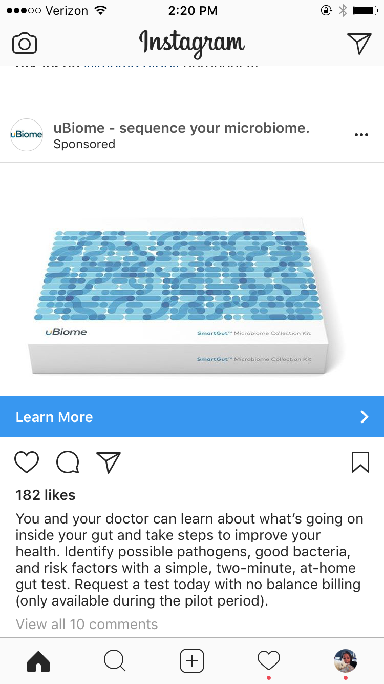 ตัวอย่างโฆษณา instagram ubiome