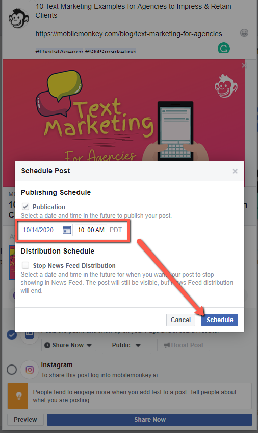 come programmare un post su Facebook