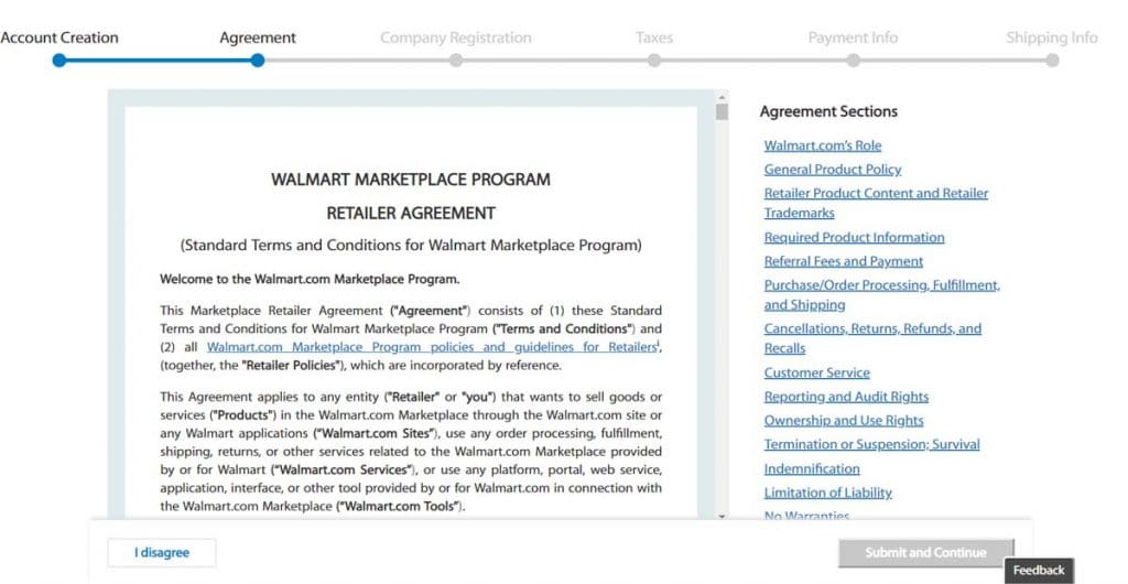 Acord de distribuitor al programului Walmart Marketplace