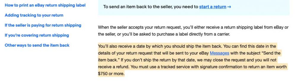 Политика возврата eBay