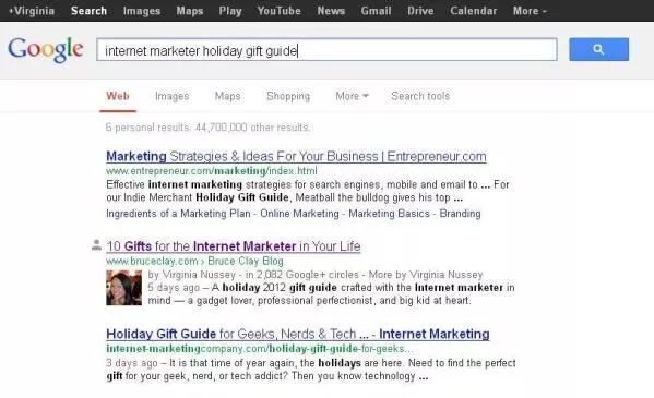 Zdjęcie autora Virginii w Google SERP Virginia's author photo in a Google SERP