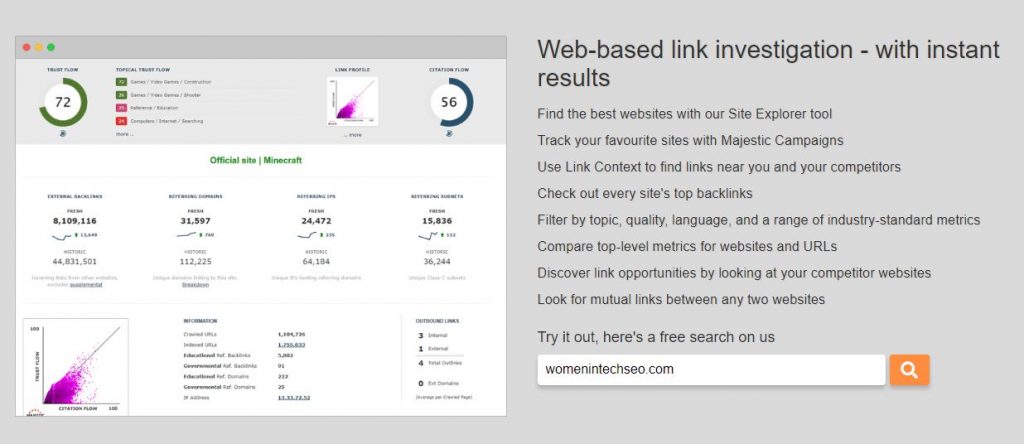majestuosa herramienta de investigación de palabras clave SEO