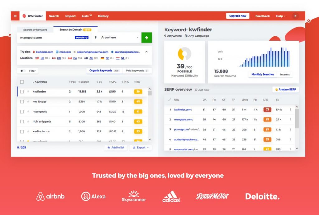 kwfinder mejor herramienta de investigación de palabras clave